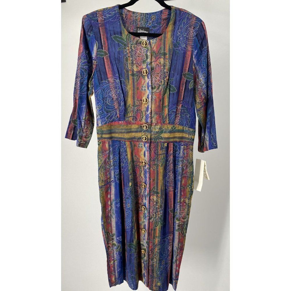 Vintage WHIRLAWAY FROCKS dress sz 12 Rayon 80s Cottagecore NWT